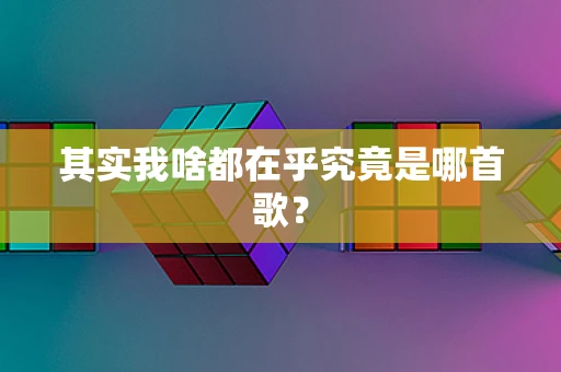 其实我啥都在乎究竟是哪首歌？