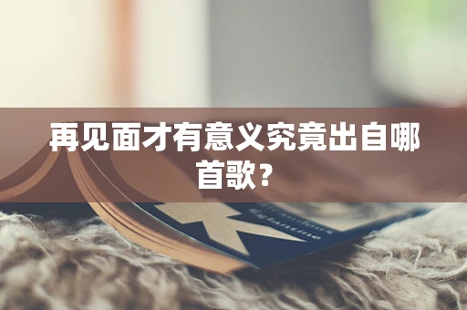 再见面才有意义究竟出自哪首歌？