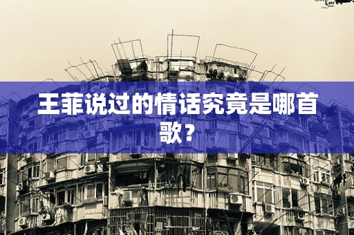 王菲说过的情话究竟是哪首歌？