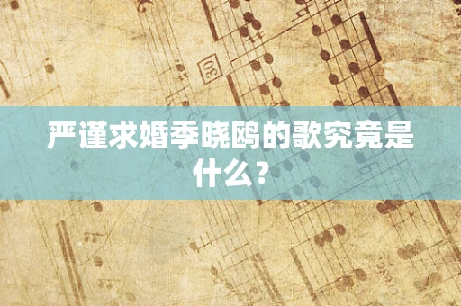 严谨求婚季晓鸥的歌究竟是什么？