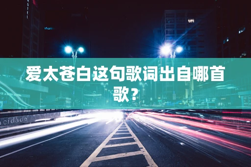 爱太苍白这句歌词出自哪首歌？