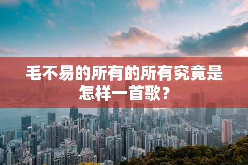 毛不易的所有的所有究竟是怎样一首歌？